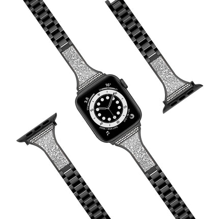 Diamond Encrusted Leather Strap Watchband For Apple Watch Series, 7 41mm / 6&SE&5&4 40mm / 3&2&1 38mm, 7 45mm / 6&SE&5&4 44mm / 3&2&1 42mm - DealBuddy