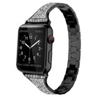 Diamond Encrusted Leather Strap Watchband For Apple Watch Series, 7 41mm / 6&SE&5&4 40mm / 3&2&1 38mm, 7 45mm / 6&SE&5&4 44mm / 3&2&1 42mm - DealBuddy