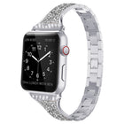 Diamond Encrusted Leather Strap Watchband For Apple Watch Series, 7 41mm / 6&SE&5&4 40mm / 3&2&1 38mm, 7 45mm / 6&SE&5&4 44mm / 3&2&1 42mm - DealBuddy