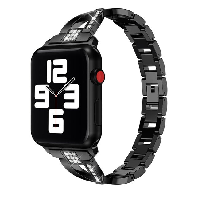 Diamond Encrusted Stainless Steel Strap Watchband For Apple Watch Series - DealBuddy