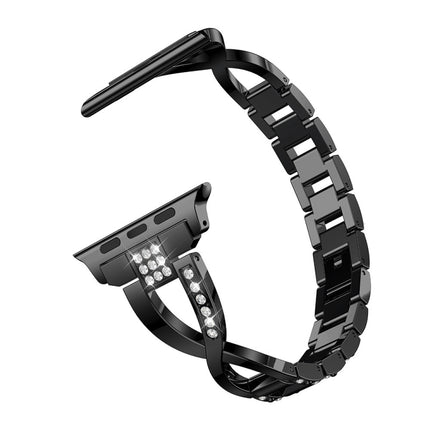 Diamond Encrusted Stainless Steel Strap Watchband For Apple Watch Series, 7 41mm / 6&SE&5&4 40mm / 3&2&1 38mm, 7 45mm / 6&SE&5&4 44mm / 3&2&1 42mm - DealBuddy