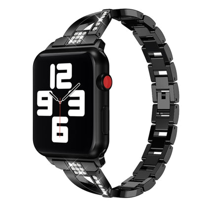 Diamond Encrusted Stainless Steel Strap Watchband For Apple Watch Series, 7 41mm / 6&SE&5&4 40mm / 3&2&1 38mm, 7 45mm / 6&SE&5&4 44mm / 3&2&1 42mm - DealBuddy