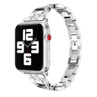 Diamond Encrusted Stainless Steel Strap Watchband For Apple Watch Series, 7 41mm / 6&SE&5&4 40mm / 3&2&1 38mm, 7 45mm / 6&SE&5&4 44mm / 3&2&1 42mm - DealBuddy