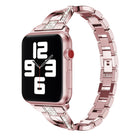 Diamond Encrusted Stainless Steel Strap Watchband For Apple Watch Series, 7 41mm / 6&SE&5&4 40mm / 3&2&1 38mm, 7 45mm / 6&SE&5&4 44mm / 3&2&1 42mm - DealBuddy