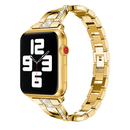 Diamond Encrusted Stainless Steel Strap Watchband For Apple Watch Series, 7 41mm / 6&SE&5&4 40mm / 3&2&1 38mm, 7 45mm / 6&SE&5&4 44mm / 3&2&1 42mm - DealBuddy