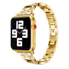 Diamond Encrusted Stainless Steel Strap Watchband For Apple Watch Series, 7 41mm / 6&SE&5&4 40mm / 3&2&1 38mm, 7 45mm / 6&SE&5&4 44mm / 3&2&1 42mm - DealBuddy