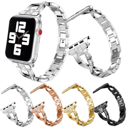 Diamond Encrusted Stainless Steel Strap Watchband For Apple Watch Series, 7 41mm / 6&SE&5&4 40mm / 3&2&1 38mm, 7 45mm / 6&SE&5&4 44mm / 3&2&1 42mm - DealBuddy