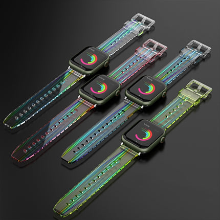 Colorful Transparent Silicone Watchband For Apple Watch Series, 7 45mm / 6 & SE & 5 & 4 44mm / 3 & 2 & 1 42mm, 7 41mm / 6 & SE & 5 & 4 40mm / 3 & 2 & 1 38mm - DealBuddy