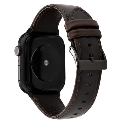 Oil Wax Crazy Horse Texture Genuine Leather Strap, For Apple Watch Series, For Apple Watch Series 5 - DealBuddy