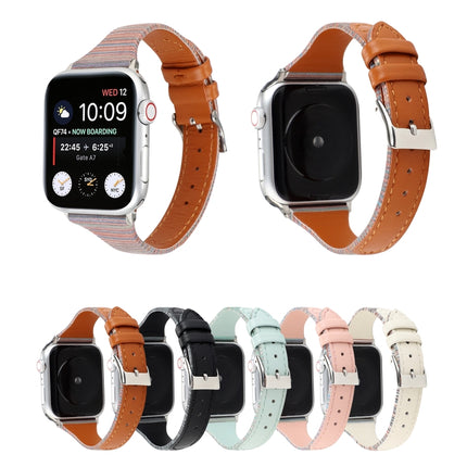 Stitching Stripes Genuine Leather Strap  Watchband, For Apple Watch Series, For Apple Watch Series 5 - DealBuddy