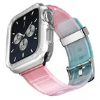 For Apple Watch Series 9 / 8 / 7 41mm / Pink Green Silver