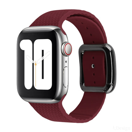 Black Buckle Silicone Watchband For Apple Watch Series, 7 45mm / 6&SE&5&4 44mm / 3&2&1 42mm - DealBuddy