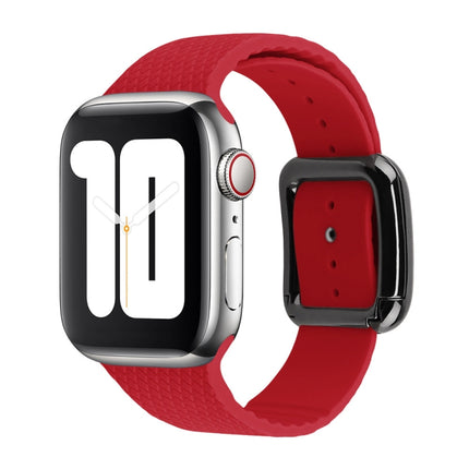 Black Buckle Silicone Watchband For Apple Watch Series, 7 45mm / 6&SE&5&4 44mm / 3&2&1 42mm - DealBuddy