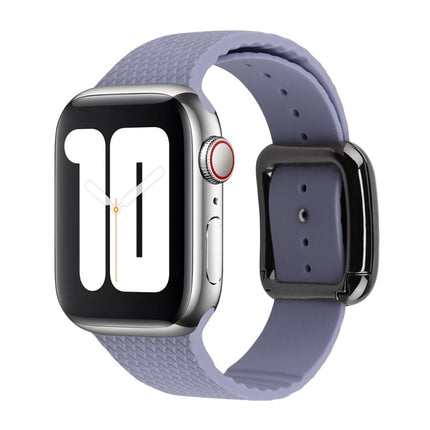 Black Buckle Silicone Watchband For Apple Watch Series, 7 45mm / 6&SE&5&4 44mm / 3&2&1 42mm - DealBuddy