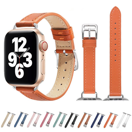 14mm Cowhide Leather Watchband For Apple Watch Series, 7 41mm/6&SE&5&4 40mm/3&2&1 38mm, 7 45mm/6&SE&5&4 44mm/3&2&1 42mm - DealBuddy