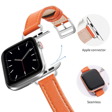 14mm Cowhide Leather Watchband For Apple Watch Series, 7 41mm/6&SE&5&4 40mm/3&2&1 38mm, 7 45mm/6&SE&5&4 44mm/3&2&1 42mm - DealBuddy