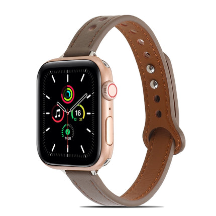 Double Rivets Leather Watchband for Apple Watch Series, 7 41mm / 6&SE&5&4 40mm / 3&2&1 38mm, 7 45mm / 6&SE&5&4 44mm / 3&2&1 42mm - DealBuddy