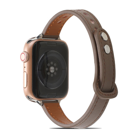 Double Rivets Leather Watchband for Apple Watch Series, 7 41mm / 6&SE&5&4 40mm / 3&2&1 38mm, 7 45mm / 6&SE&5&4 44mm / 3&2&1 42mm - DealBuddy