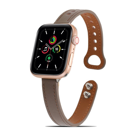 Double Rivets Leather Watchband for Apple Watch Series, 7 41mm / 6&SE&5&4 40mm / 3&2&1 38mm, 7 45mm / 6&SE&5&4 44mm / 3&2&1 42mm - DealBuddy