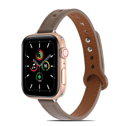 Double Rivets Leather Watchband for Apple Watch Series, 7 41mm / 6&SE&5&4 40mm / 3&2&1 38mm, 7 45mm / 6&SE&5&4 44mm / 3&2&1 42mm - DealBuddy