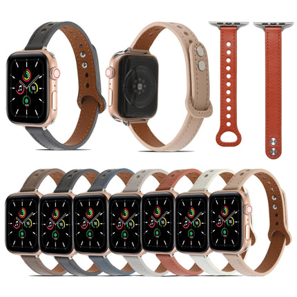 Double Rivets Leather Watchband for Apple Watch Series, 7 41mm / 6&SE&5&4 40mm / 3&2&1 38mm, 7 45mm / 6&SE&5&4 44mm / 3&2&1 42mm - DealBuddy