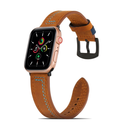 Sewing Matte Leather Watchband for Apple Watch Series, 7 41mm / 6&SE&5&4 40mm / 3&2&1 38mm, 7 45mm / 6&SE&5&4 44mm / 3&2&1 42mm - DealBuddy