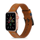 Sewing Matte Leather Watchband for Apple Watch Series, 7 41mm / 6&SE&5&4 40mm / 3&2&1 38mm, 7 45mm / 6&SE&5&4 44mm / 3&2&1 42mm - DealBuddy