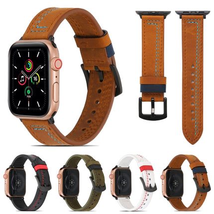 Sewing Matte Leather Watchband for Apple Watch Series, 7 41mm / 6&SE&5&4 40mm / 3&2&1 38mm, 7 45mm / 6&SE&5&4 44mm / 3&2&1 42mm - DealBuddy