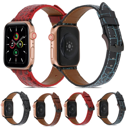 Crocodile Texture Leather Watchband for Apple Watch Series, 7 41mm / 6&SE&5&4 40mm / 3&2&1 38mm, 7 45mm / 6&SE&5&4 44mm / 3&2&1 42mm - DealBuddy
