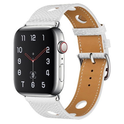 PU Silver Buckle Watchband For Apple Watch Series, 7 41mm / 6&SE&5&4 40mm / 3&2&1 38mm, 7 45mm / 6&SE&5&4 44mm / 3&2&1 42mm - DealBuddy