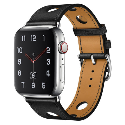 PU Silver Buckle Watchband For Apple Watch Series, 7 41mm / 6&SE&5&4 40mm / 3&2&1 38mm, 7 45mm / 6&SE&5&4 44mm / 3&2&1 42mm - DealBuddy