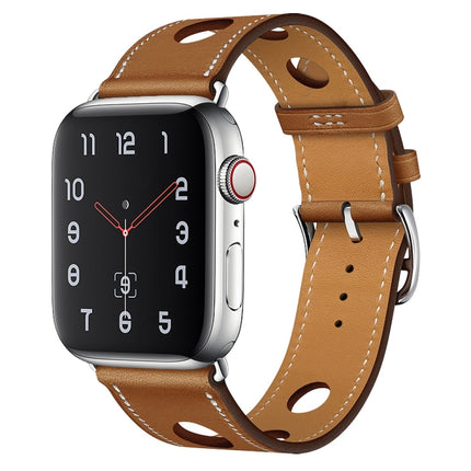 PU Silver Buckle Watchband For Apple Watch Series, 7 41mm / 6&SE&5&4 40mm / 3&2&1 38mm, 7 45mm / 6&SE&5&4 44mm / 3&2&1 42mm - DealBuddy
