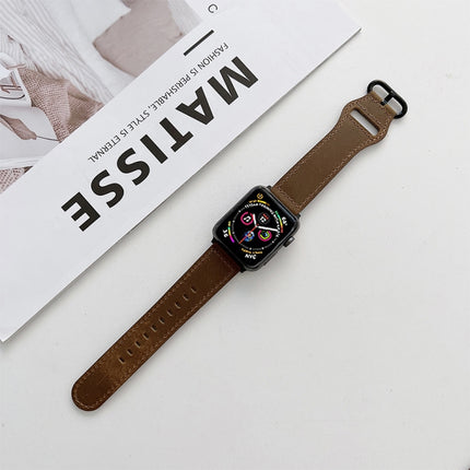 Oval Buckle Genuine Leather Strap For Apple Watch Series - DealBuddy