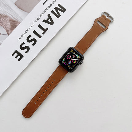 Oval Buckle Genuine Leather Strap For Apple Watch Series, 7 41mm / 6&SE&5&4 40mm / 3&2&1 38mm, 7 45mm / 6&SE&5&4 44mm / 3&2&1 42mm - DealBuddy