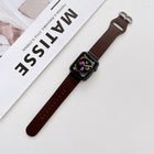 Oval Buckle Genuine Leather Strap For Apple Watch Series, 7 41mm / 6&SE&5&4 40mm / 3&2&1 38mm, 7 45mm / 6&SE&5&4 44mm / 3&2&1 42mm - DealBuddy
