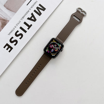 Oval Buckle Genuine Leather Strap For Apple Watch Series, 7 41mm / 6&SE&5&4 40mm / 3&2&1 38mm, 7 45mm / 6&SE&5&4 44mm / 3&2&1 42mm - DealBuddy