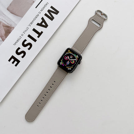 Oval Buckle Genuine Leather Strap For Apple Watch Series, 7 41mm / 6&SE&5&4 40mm / 3&2&1 38mm, 7 45mm / 6&SE&5&4 44mm / 3&2&1 42mm - DealBuddy