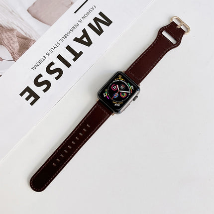 Oval Buckle Genuine Leather Strap For Apple Watch Series, 7 41mm / 6&SE&5&4 40mm / 3&2&1 38mm, 7 45mm / 6&SE&5&4 44mm / 3&2&1 42mm - DealBuddy
