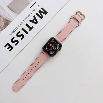 Oval Buckle Genuine Leather Strap For Apple Watch Series, 7 41mm / 6&SE&5&4 40mm / 3&2&1 38mm, 7 45mm / 6&SE&5&4 44mm / 3&2&1 42mm - DealBuddy