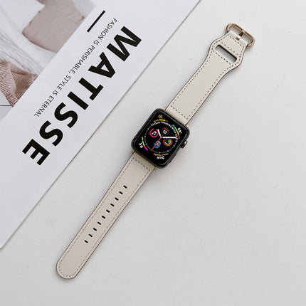 Oval Buckle Genuine Leather Strap For Apple Watch Series, 7 41mm / 6&SE&5&4 40mm / 3&2&1 38mm, 7 45mm / 6&SE&5&4 44mm / 3&2&1 42mm - DealBuddy