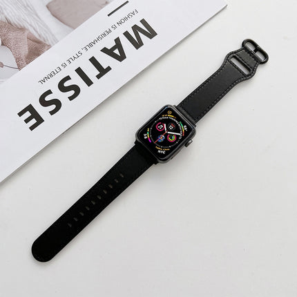 Oval Buckle Genuine Leather Strap For Apple Watch Series, 7 41mm / 6&SE&5&4 40mm / 3&2&1 38mm, 7 45mm / 6&SE&5&4 44mm / 3&2&1 42mm - DealBuddy