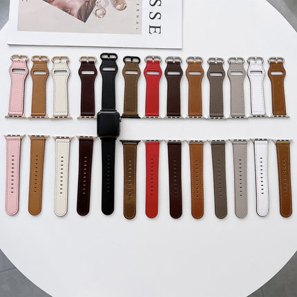 Oval Buckle Genuine Leather Strap For Apple Watch Series - DealBuddy