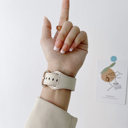 Oval Buckle Genuine Leather Strap For Apple Watch Series - DealBuddy