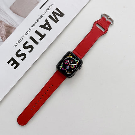 Oval Buckle Genuine Leather Strap For Apple Watch Series, 7 41mm / 6&SE&5&4 40mm / 3&2&1 38mm, 7 45mm / 6&SE&5&4 44mm / 3&2&1 42mm - DealBuddy