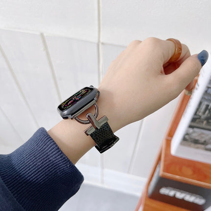 D-shaped Steel + Genuine Leather Strap For Apple Watch Series, 7 41mm / 6&SE&5&4 40mm / 3&2&1 38mm, 7 45mm / 6&SE&5&4 44mm / 3&2&1 42mm - DealBuddy