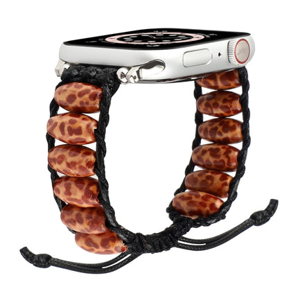 Wooden Bead Watchband For Apple Watch Series, 7 41mm / 6&SE&5&4 40mm / 3&2&1 38mm, 7 45mm / 6&SE&5&4 44mm / 3&2&1 42mm - DealBuddy
