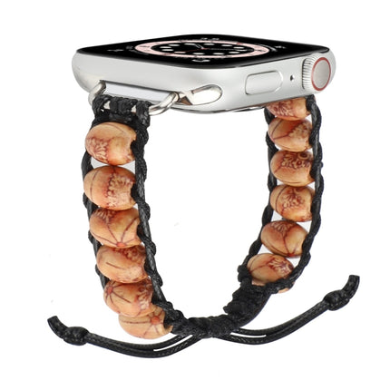 Wooden Bead Watchband For Apple Watch Series, 7 41mm / 6&SE&5&4 40mm / 3&2&1 38mm, 7 45mm / 6&SE&5&4 44mm / 3&2&1 42mm - DealBuddy