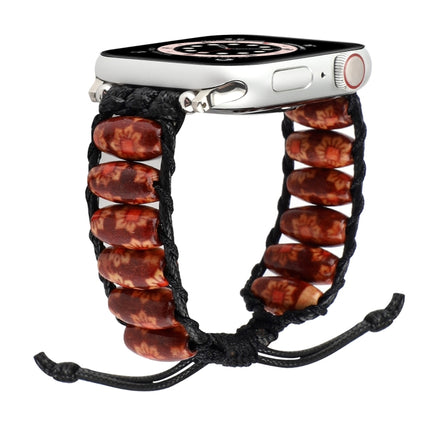 Wooden Bead Watchband For Apple Watch Series, 7 41mm / 6&SE&5&4 40mm / 3&2&1 38mm, 7 45mm / 6&SE&5&4 44mm / 3&2&1 42mm - DealBuddy
