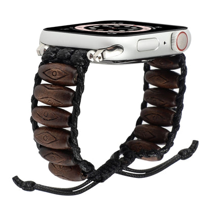 Wooden Bead Watchband For Apple Watch Series, 7 41mm / 6&SE&5&4 40mm / 3&2&1 38mm, 7 45mm / 6&SE&5&4 44mm / 3&2&1 42mm - DealBuddy
