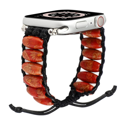 Wooden Bead Watchband For Apple Watch Series, 7 41mm / 6&SE&5&4 40mm / 3&2&1 38mm, 7 45mm / 6&SE&5&4 44mm / 3&2&1 42mm - DealBuddy
